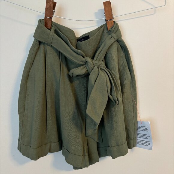 ASOS | Green Tie Waist Shorts - Picture 2 of 4